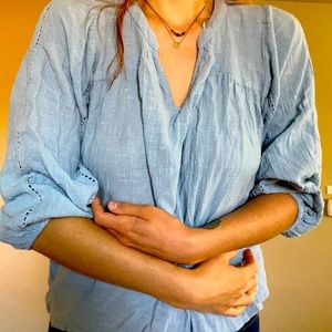 Linen baby blue blouse